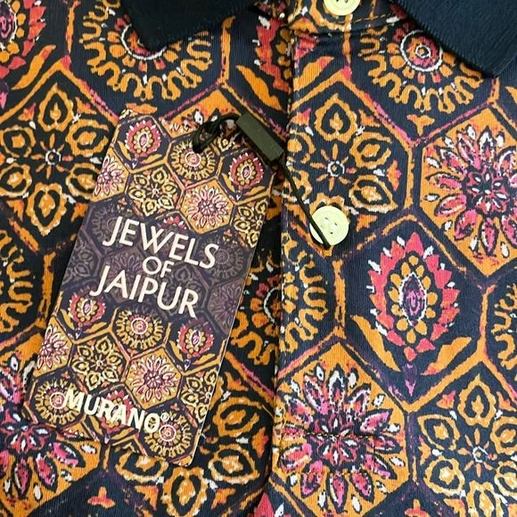 Murano Jewels of Jaipur Collection Jacquard Short Sleeve Polo - Picture 3 of 4